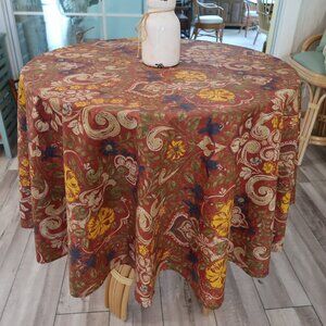 Vintage Autumn Colors Print Indoor Outdoor 70" Round Tablecloth